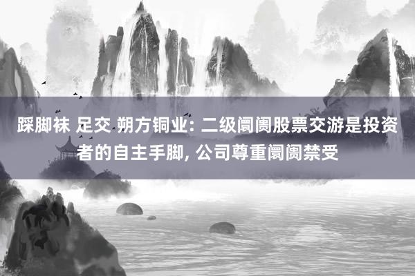 踩脚袜 足交 朔方铜业: 二级阛阓股票交游是投资者的自主手脚, 公司尊重阛阓禁受